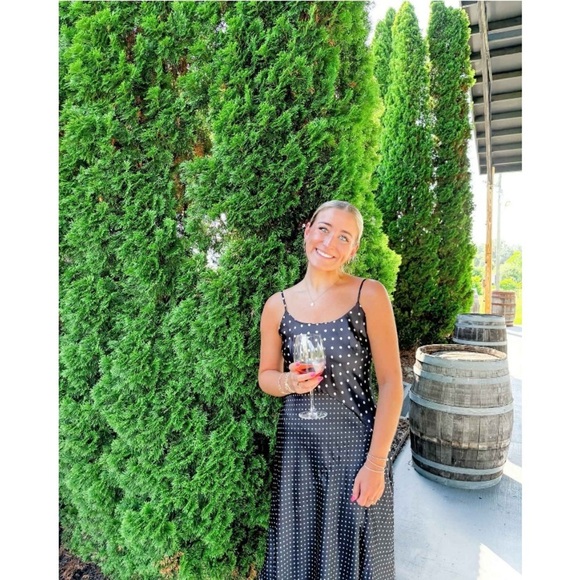 Women's Asymmetrical Midi Slip Dress - A New Day™ Black Polka Dots new - Picture 4 of 8